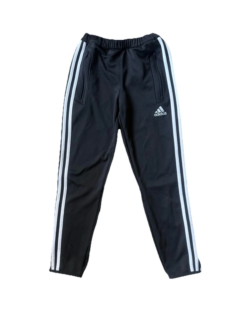 adidas Climacool 140 Boys YS Black White Track Pants Slim Fit Zippered Pockets